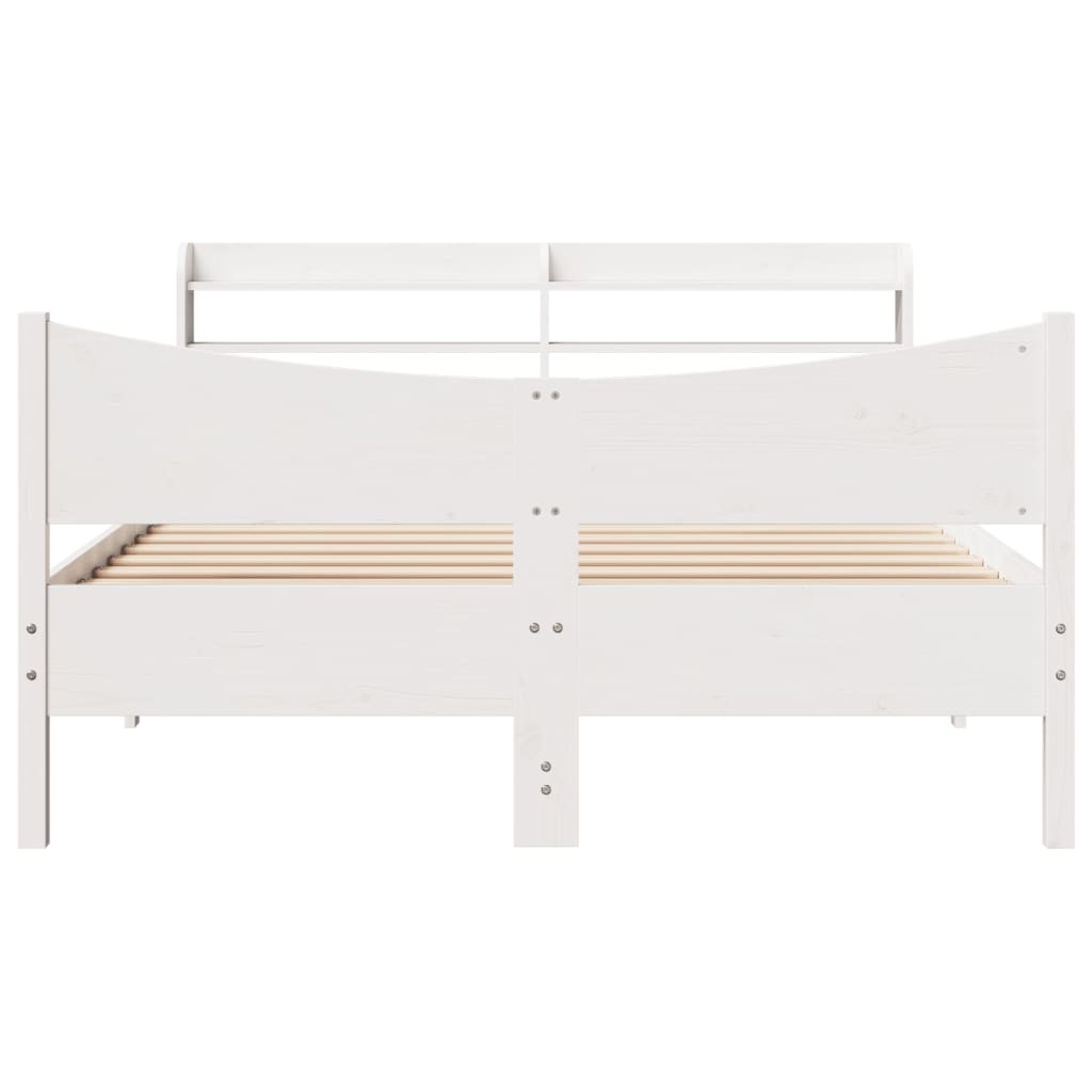 Estrutura de cama com cabeceira 160x200 cm pinho maciço branco