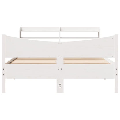 Estrutura de cama com cabeceira 160x200 cm pinho maciço branco