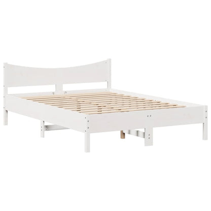 Estrutura de cama com cabeceira 160x200 cm pinho maciço branco