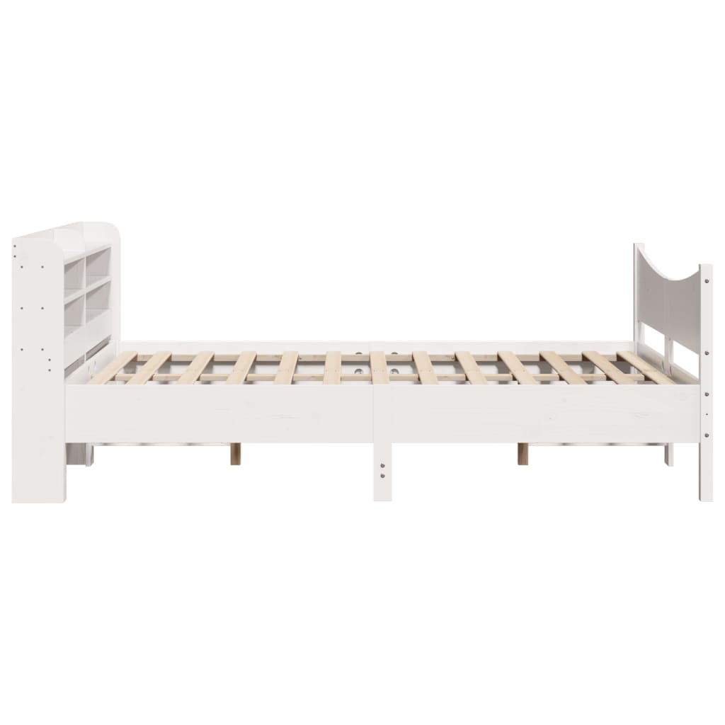 Estrutura de cama com cabeceira 160x200 cm pinho maciço branco