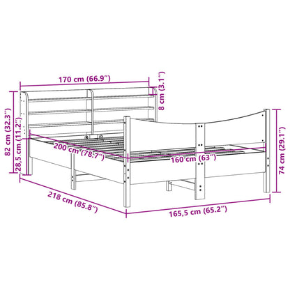 Estrutura de cama com cabeceira 160x200 cm pinho maciço branco