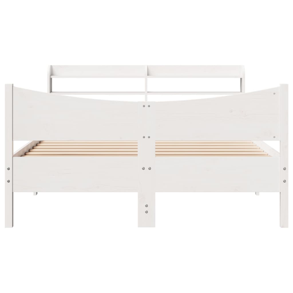 Estrutura de cama com cabeceira 140x200 cm pinho maciço branco