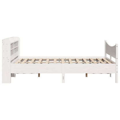 Estrutura de cama com cabeceira 140x200 cm pinho maciço branco