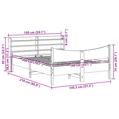 Estrutura de cama com cabeceira 140x200 cm pinho maciço branco