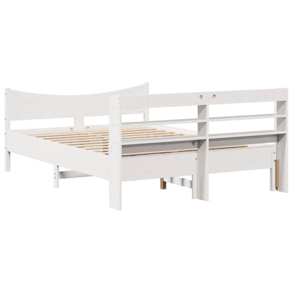 Estrutura de cama com cabeceira 120x200 cm pinho maciço branco