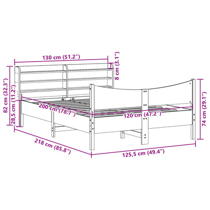 Estrutura de cama com cabeceira 120x200 cm pinho maciço branco