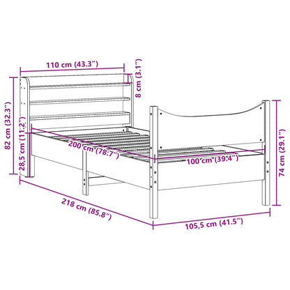 Estrutura de cama com cabeceira 100x200cm pinho maciço