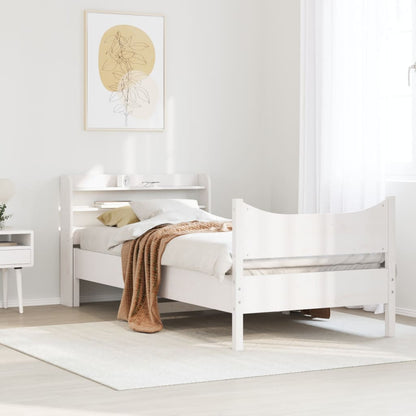 Estrutura de cama com cabeceira 100x200cm pinho maciço branco