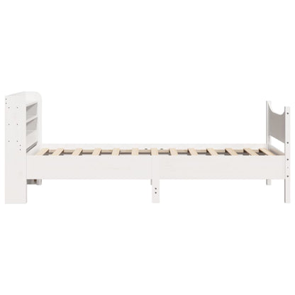 Estrutura de cama com cabeceira 100x200cm pinho maciço branco