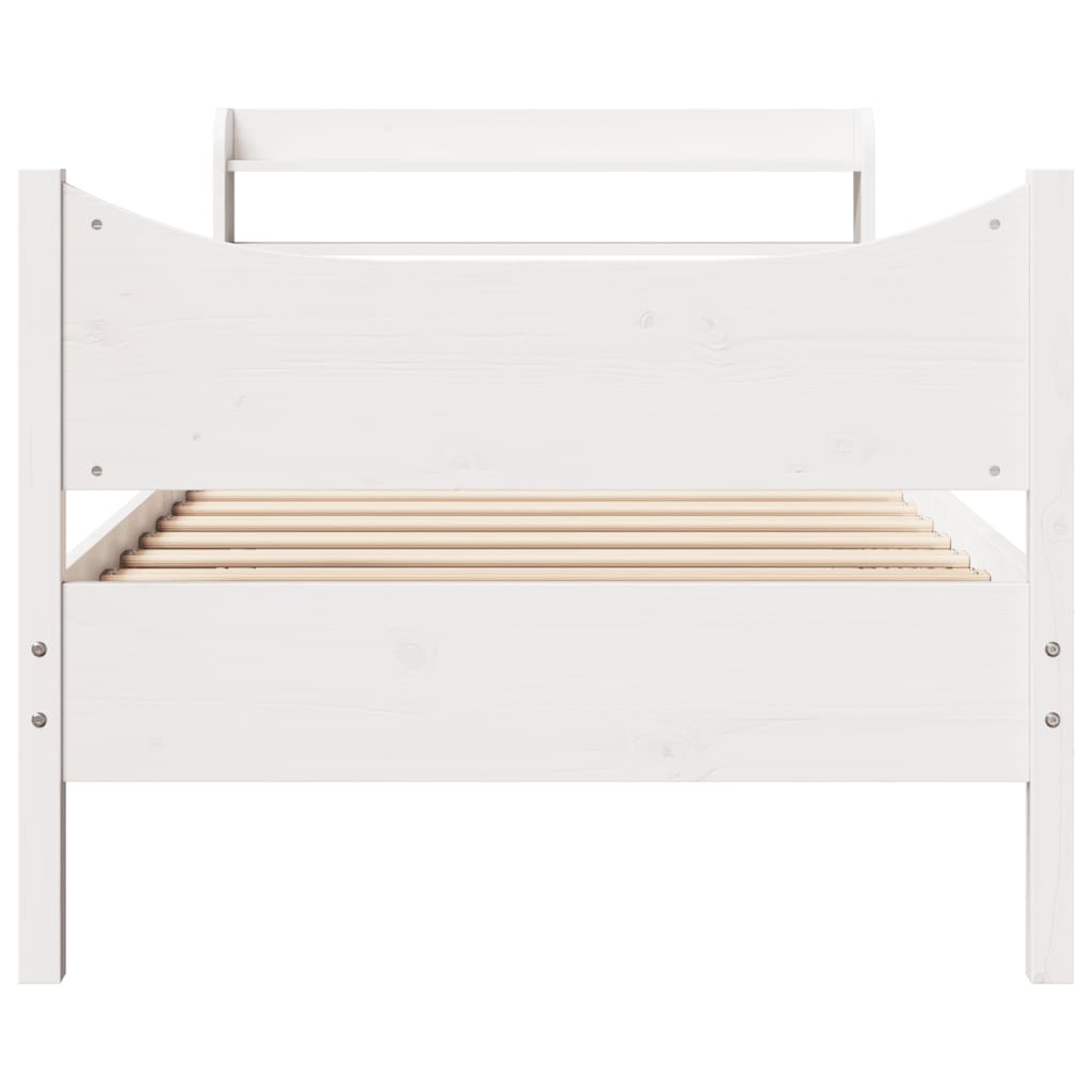 Estrutura de cama com cabeceira 90x200 cm pinho maciço branco