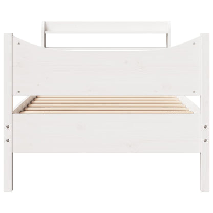 Estrutura de cama com cabeceira 90x200 cm pinho maciço branco