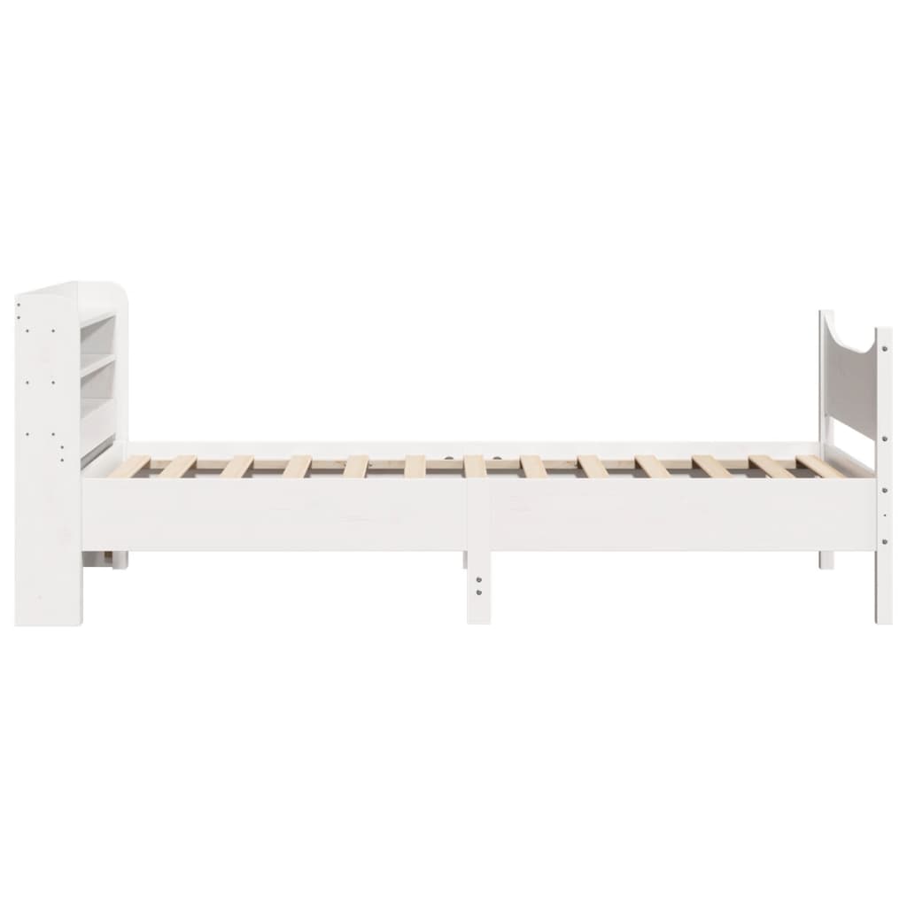 Estrutura de cama com cabeceira 90x200 cm pinho maciço branco