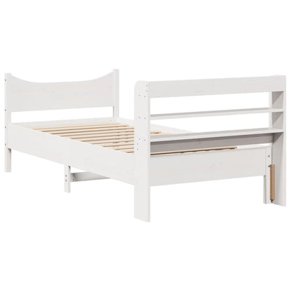 Estrutura de cama com cabeceira 90x200 cm pinho maciço branco