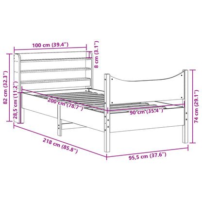 Estrutura de cama com cabeceira 90x200 cm pinho maciço branco