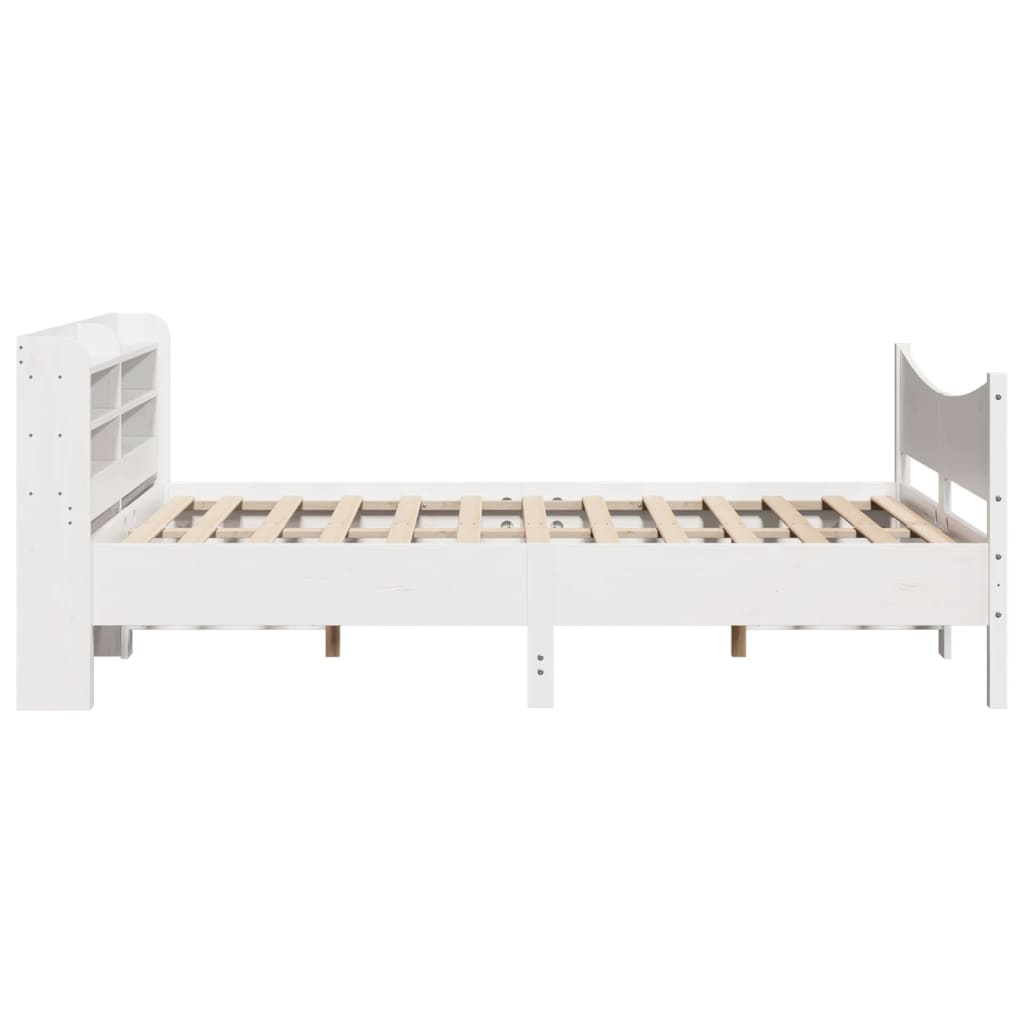 Estrutura cama c/ cabeceira 140x190 cm pinho maciço branco