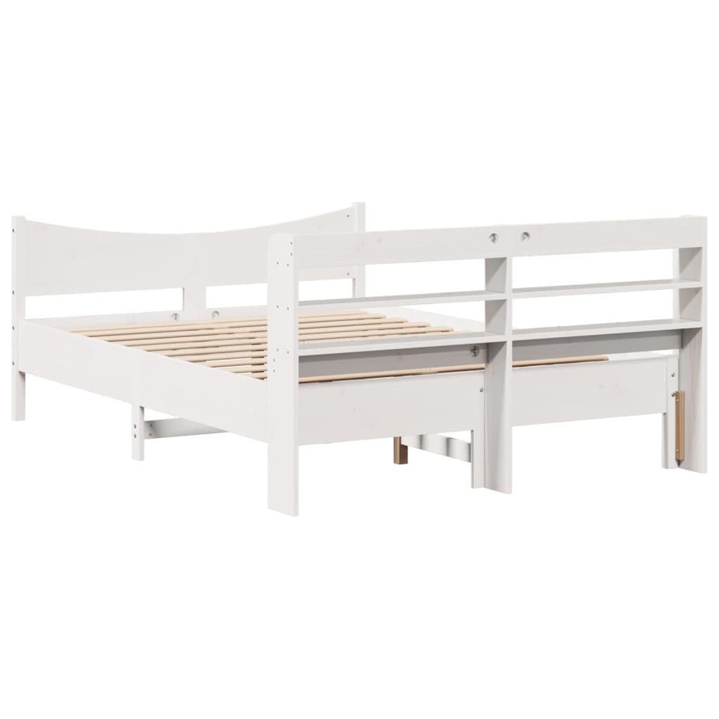 Estrutura cama c/ cabeceira 140x190 cm pinho maciço branco