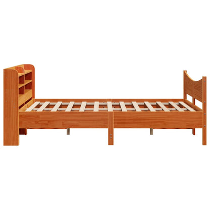 Estrutura cama c/ cabeceira 140x190cm pinho maciço castanho-mel