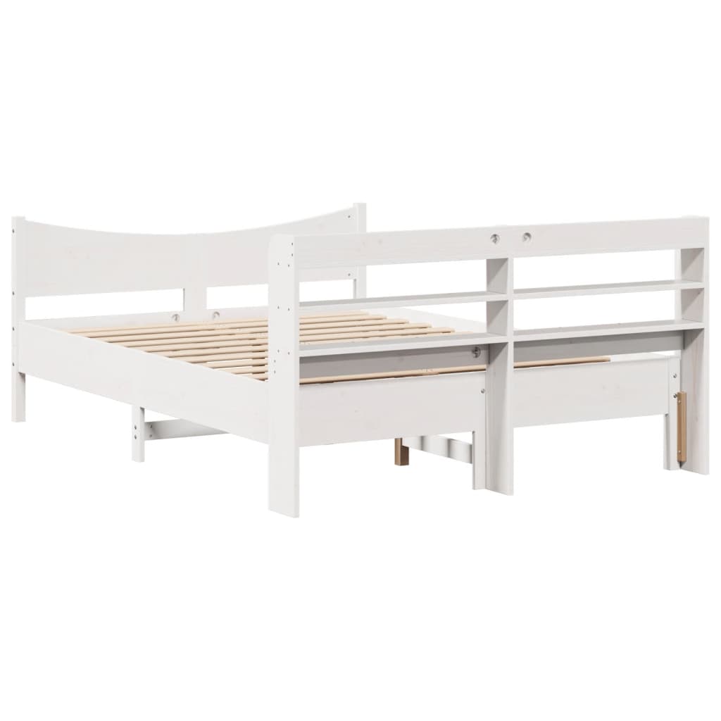 Estrutura cama c/ cabeceira 135x190 cm pinho maciço branco