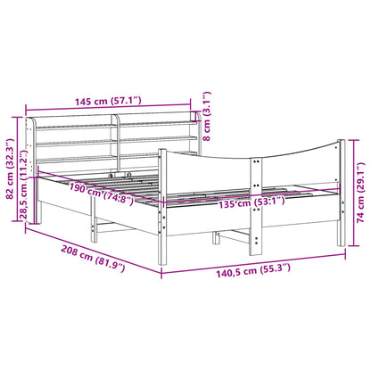 Estrutura cama c/ cabeceira 135x190 cm pinho maciço branco