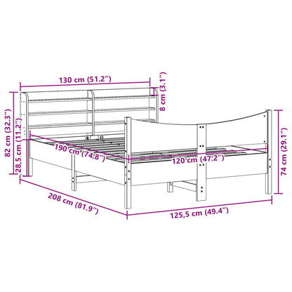 Estrutura cama c/ cabeceira 120x190 cm pinho maciço