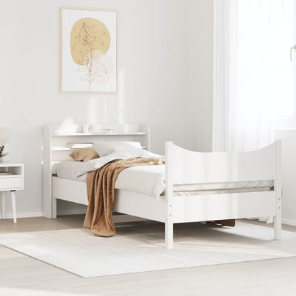 Estrutura de cama com cabeceira 90x190 cm pinho maciço branco