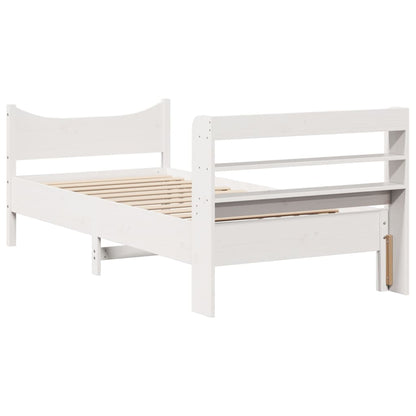 Estrutura de cama com cabeceira 90x190 cm pinho maciço branco