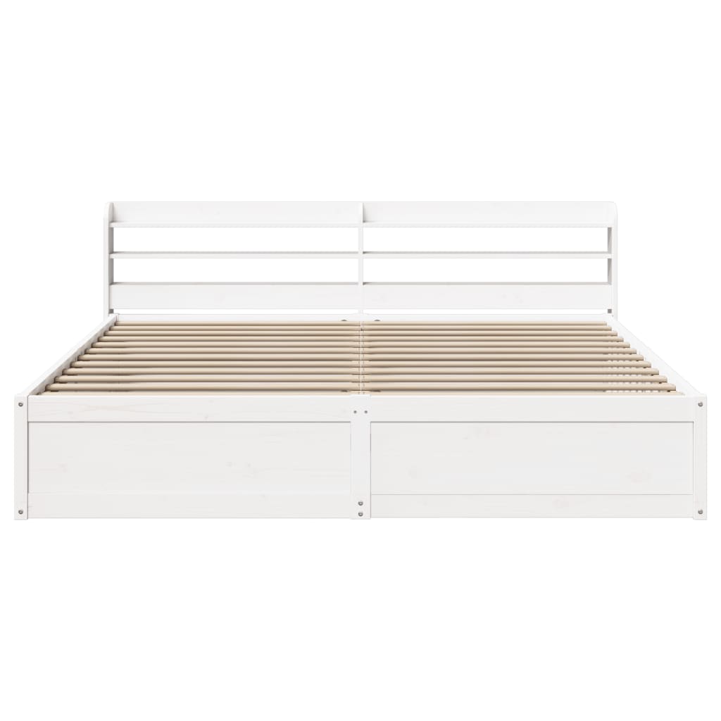 Estrutura de cama com cabeceira 200x200 cm pinho maciço branco