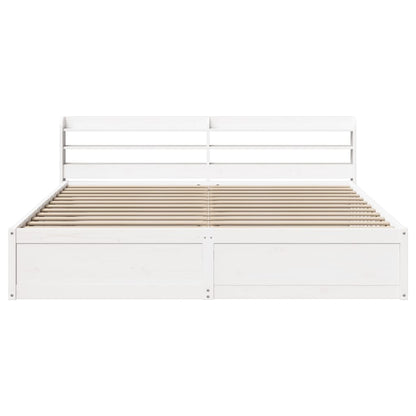 Estrutura de cama com cabeceira 200x200 cm pinho maciço branco