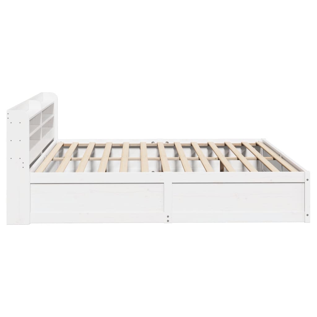 Estrutura de cama com cabeceira 200x200 cm pinho maciço branco