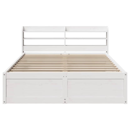 Estrutura de cama com cabeceira 160x200 cm pinho maciço branco