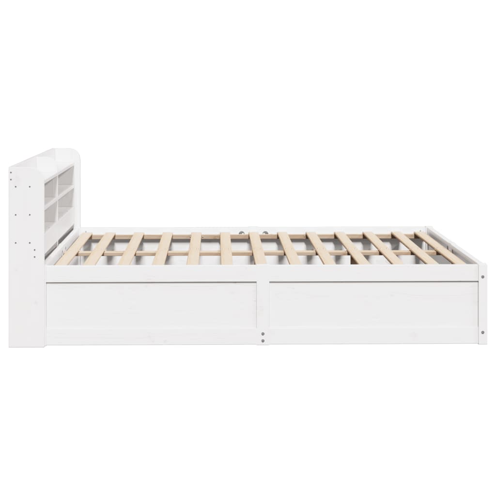 Estrutura de cama com cabeceira 160x200 cm pinho maciço branco