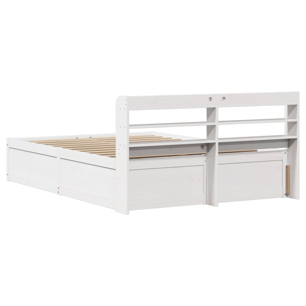 Estrutura de cama com cabeceira 160x200 cm pinho maciço branco