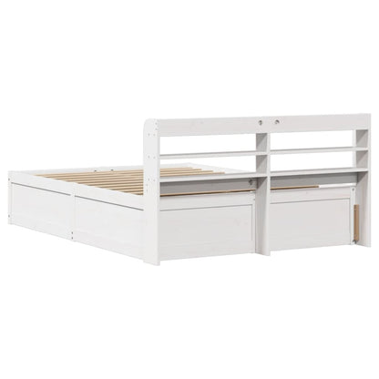 Estrutura de cama com cabeceira 160x200 cm pinho maciço branco