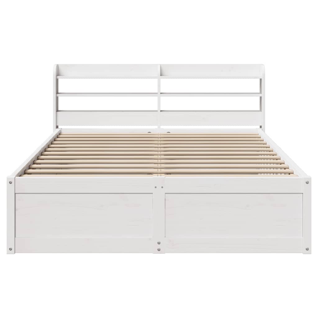 Estrutura de cama com cabeceira 140x200 cm pinho maciço branco