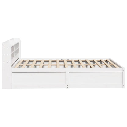 Estrutura de cama com cabeceira 140x200 cm pinho maciço branco