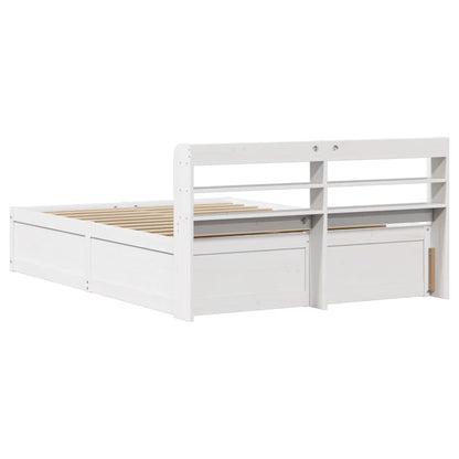 Estrutura de cama com cabeceira 120x200 cm pinho maciço branco