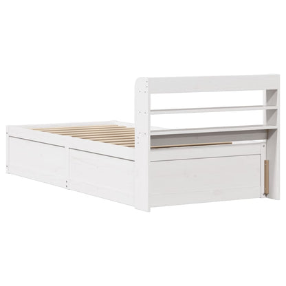 Estrutura de cama com cabeceira 90x200 cm pinho maciço branco