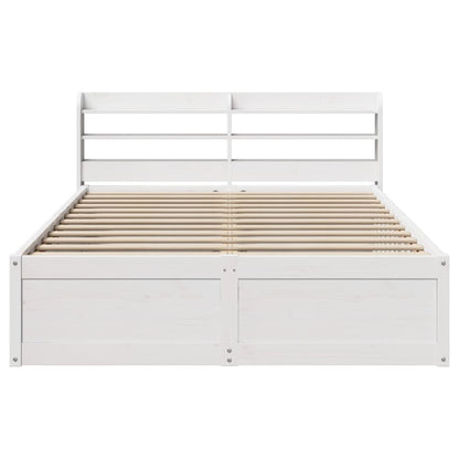 Estrutura cama c/ cabeceira 140x190 cm pinho maciço branco