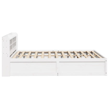 Estrutura cama c/ cabeceira 140x190 cm pinho maciço branco