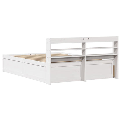 Estrutura cama c/ cabeceira 140x190 cm pinho maciço branco