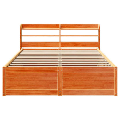 Estrutura cama c/ cabeceira 135x190cm pinho maciço castanho-mel