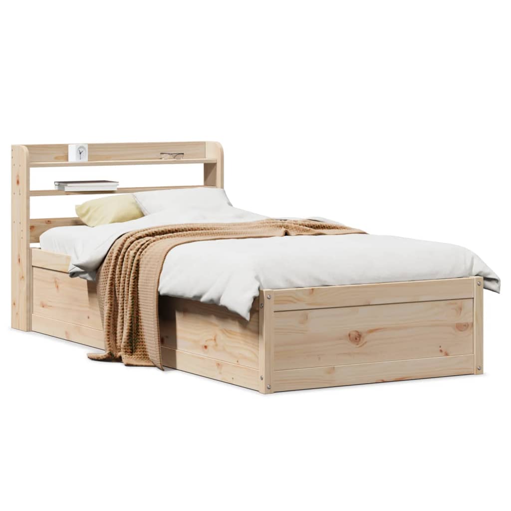 Estrutura de cama com cabeceira 90x190 cm pinho maciço