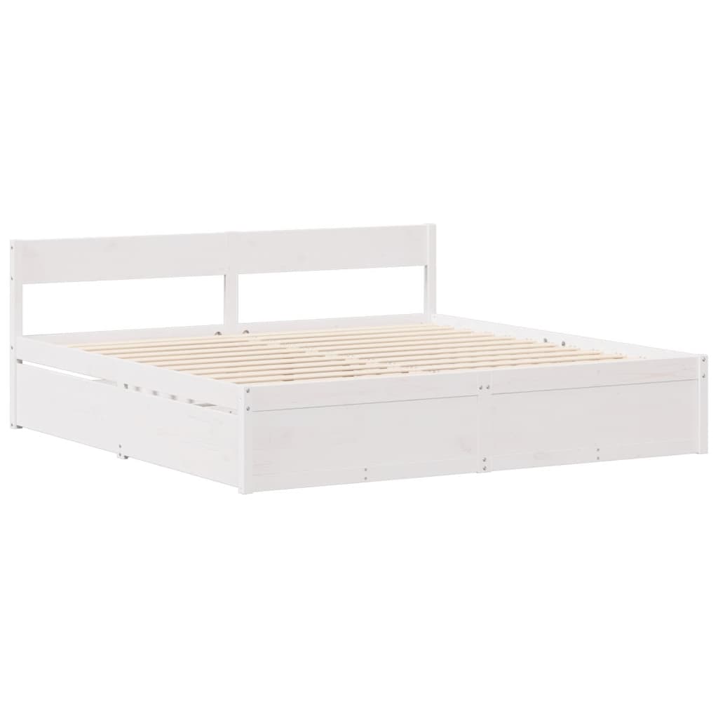 Cama sem colchão 200x200 cm madeira de pinho maciça branco