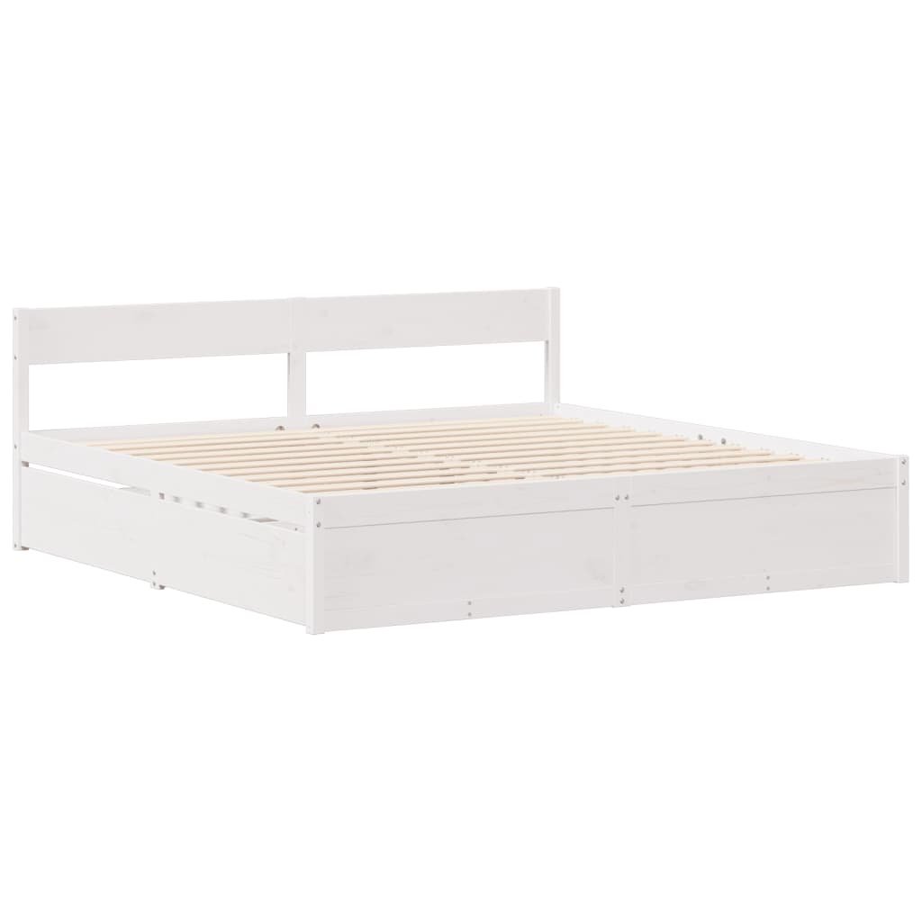 Cama sem colchão 180x200 cm madeira de pinho maciça branco