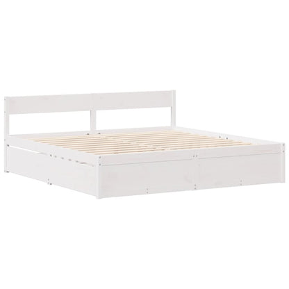 Cama sem colchão 150x200 cm madeira de pinho maciça branco