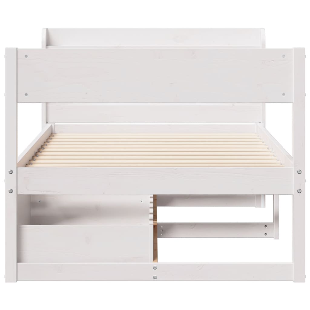 Cama sem colchão 100x200 cm madeira de pinho maciça branco