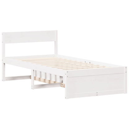 Cama sem colchão 100x200 cm madeira de pinho maciça branco