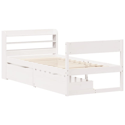 Cama sem colchão 90x200 cm madeira de pinho maciça branco