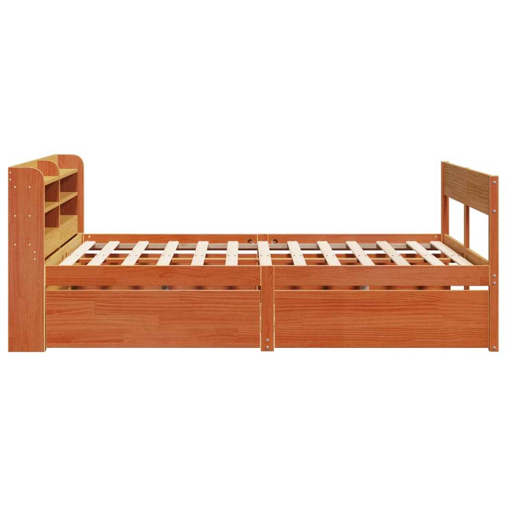 Cama sem colchão 140x190 cm pinho maciço castanho-mel