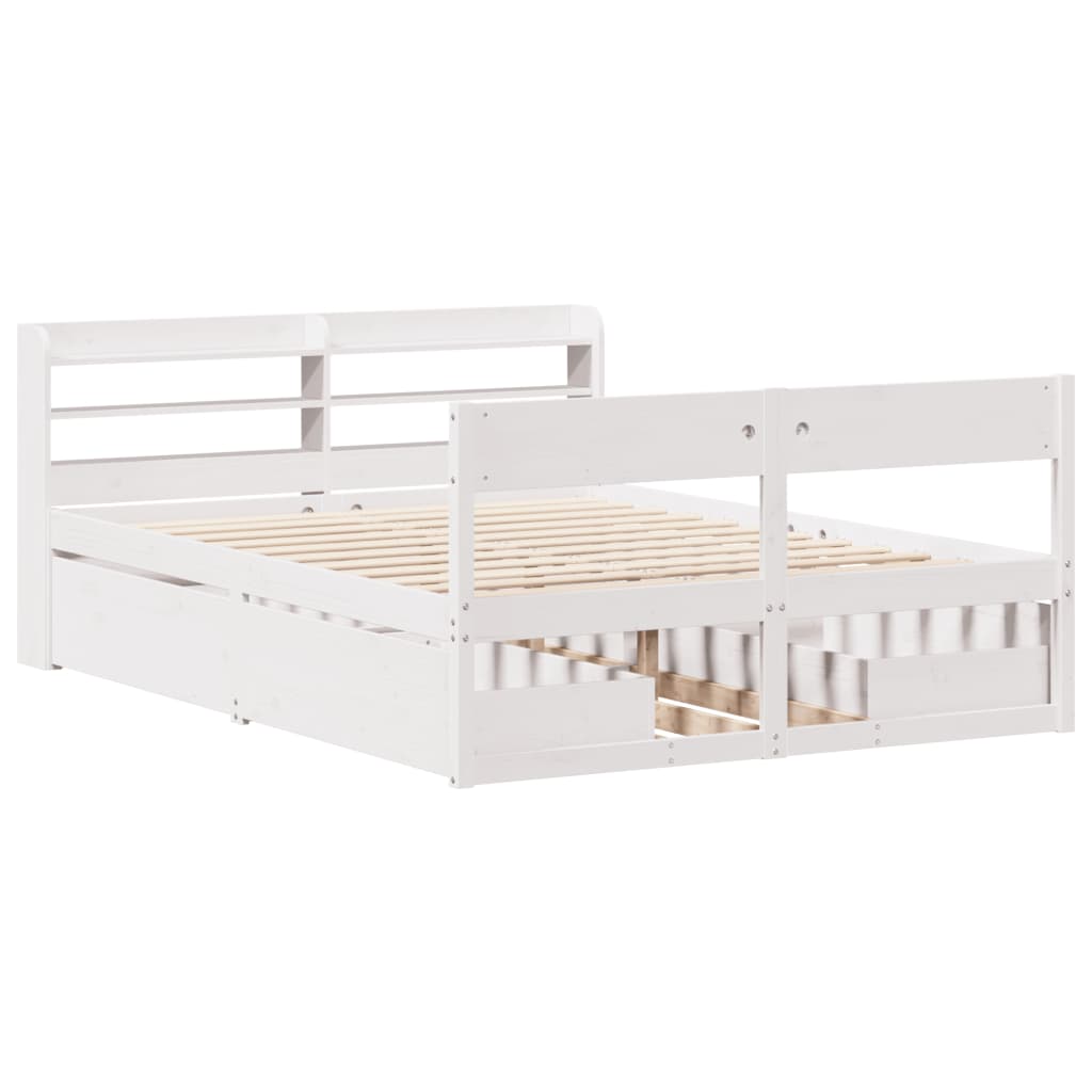 Cama sem colchão 135x190 cm madeira de pinho maciça branco